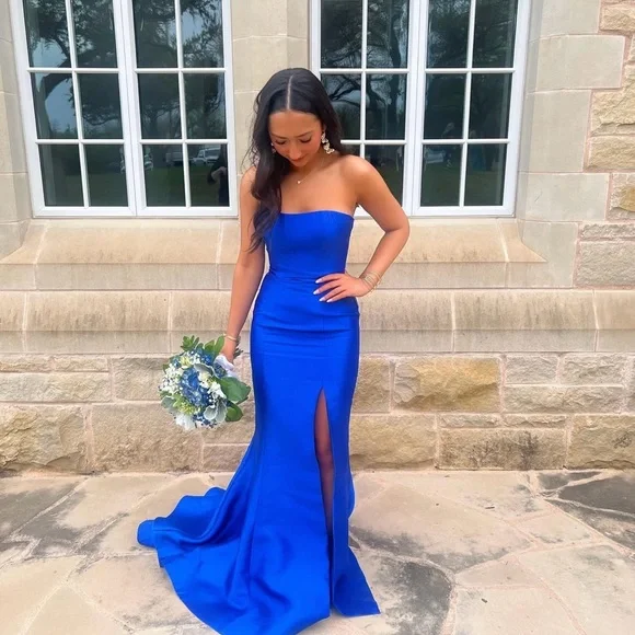 Sherri Hill | Dresses | Sherri Hill Royal Blue Strapless Gown | Poshmark